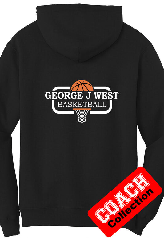 Hoodie - Port & Company Fleece Pullover Hoodie PC78H - George J West Basketball - (Coaches)