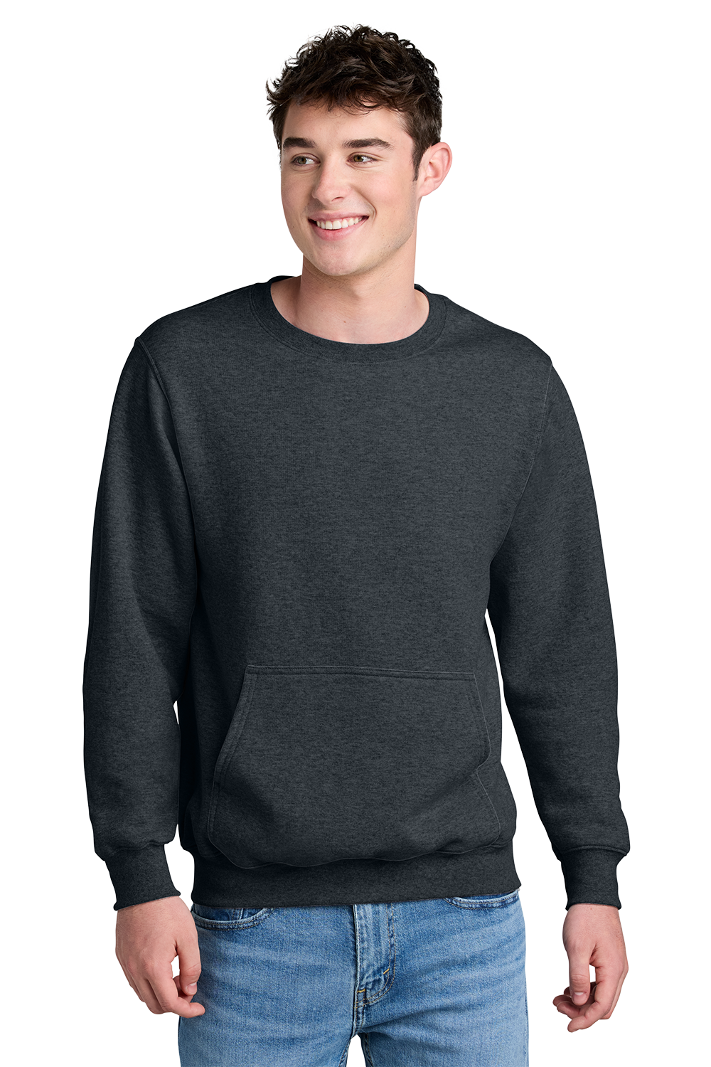 Economy Pocket Sweatshirt - Core Fleece Crewneck w/ Kangaroo Pocket - PC78PKT