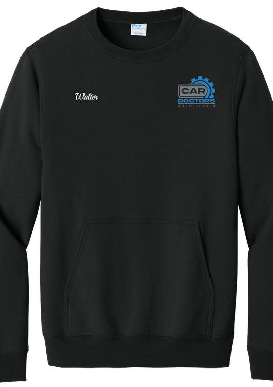 Pocket Sweatshirt - Port & Company® Core Fleece Crewneck w/ Kangaroo Pocket PC78PKT - Car Doctors