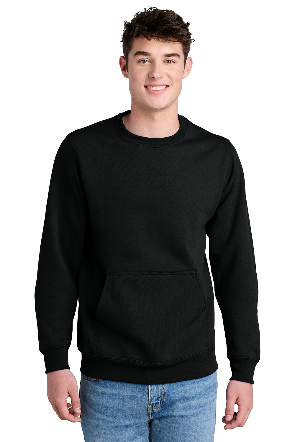 Economy Pocket Sweatshirt - Core Fleece Crewneck w/ Kangaroo Pocket - PC78PKT