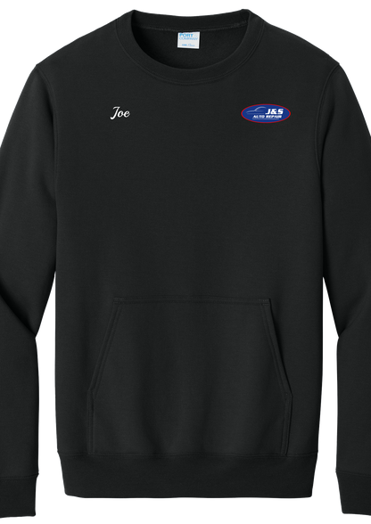 Pocket Sweatshirt - Port & Co. Core Fleece Crewneck w/ Kangaroo Pocket PC78PKT - J&S Auto Repair