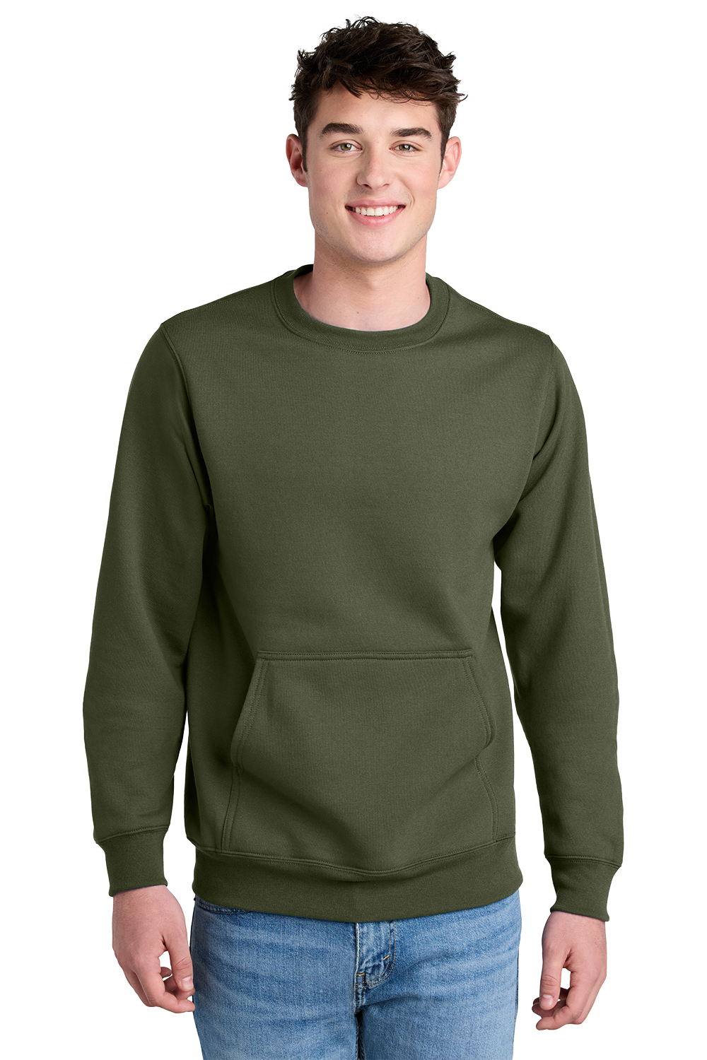Economy Pocket Sweatshirt - Core Fleece Crewneck w/ Kangaroo Pocket - PC78PKT