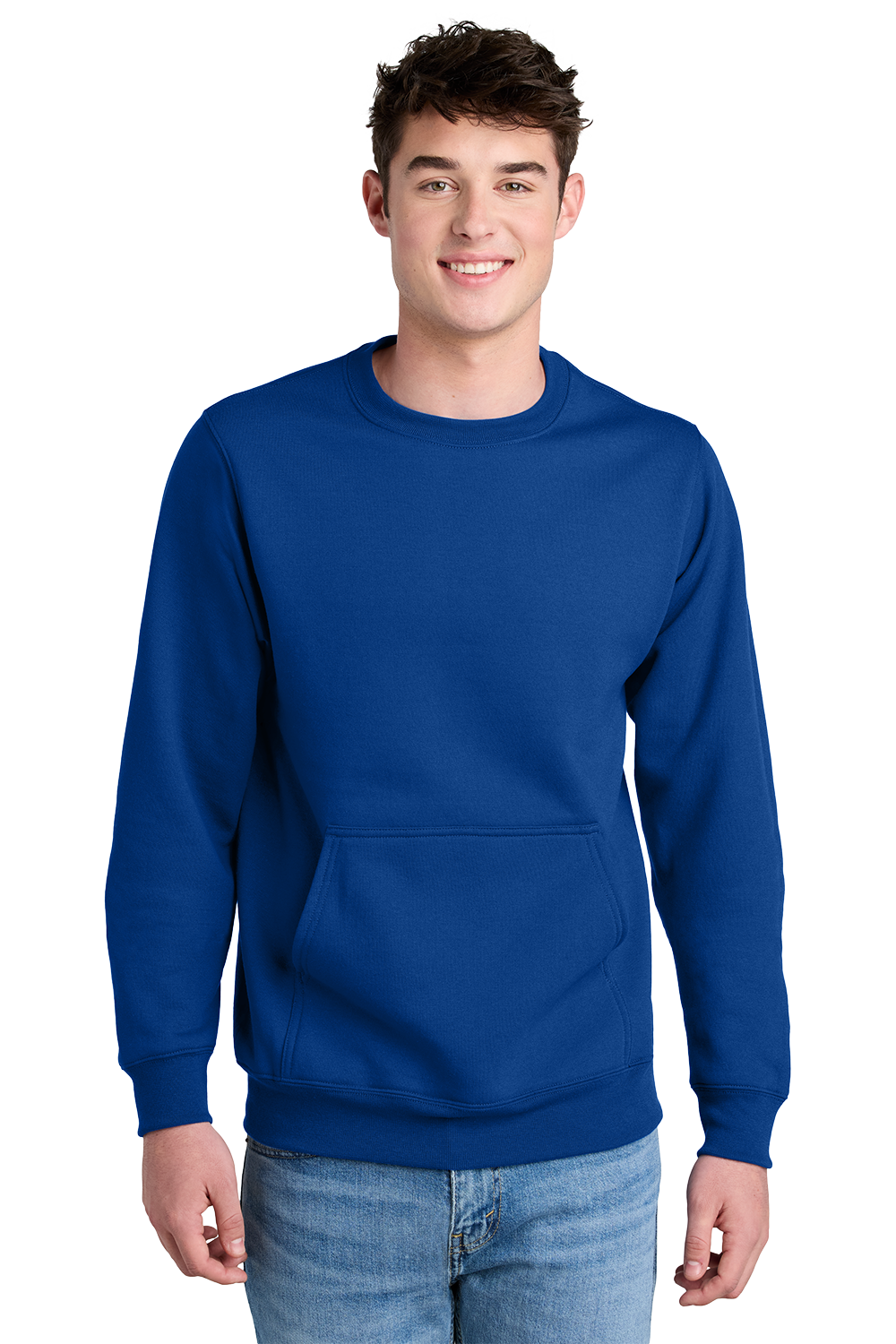 Economy Pocket Sweatshirt - Core Fleece Crewneck w/ Kangaroo Pocket - PC78PKT