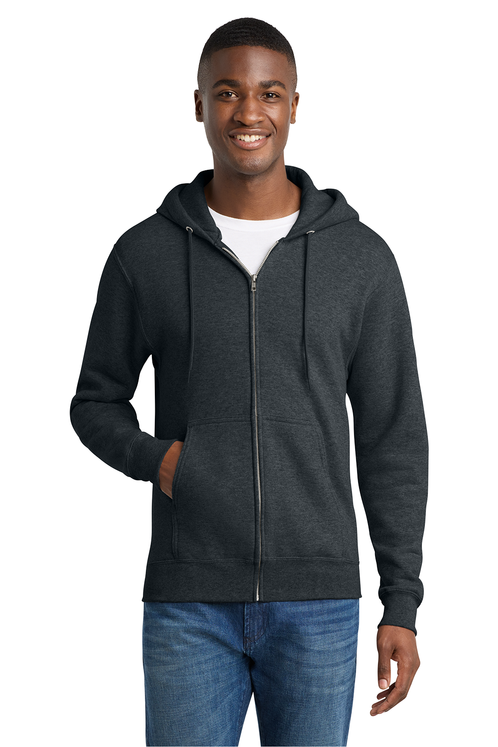 Economy Full-Zip Sweatshirt - Port & Company Core Fleece Cadet - PC78ZH