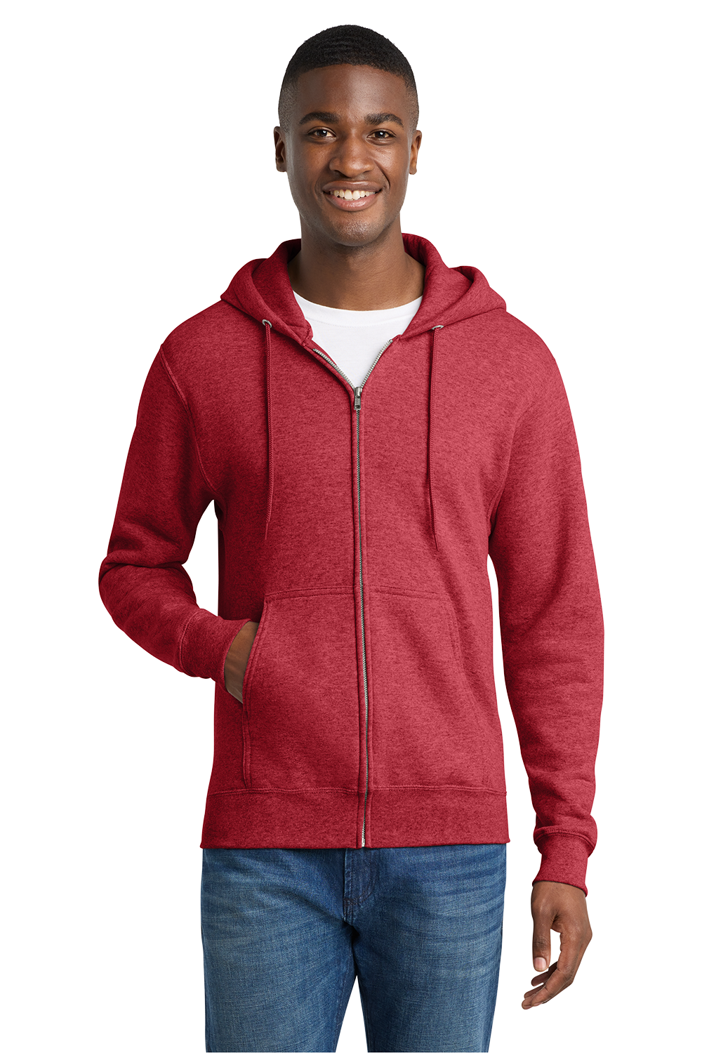 Economy Hoodie - FULL ZIP - Port & Co. Core Fleece Hooded Sweatshirt - PC75ZH