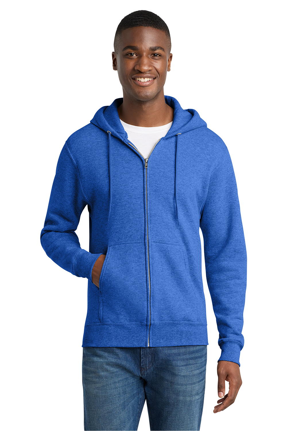 Economy Hoodie - FULL ZIP - Port & Co. Core Fleece Hooded Sweatshirt - PC75ZH