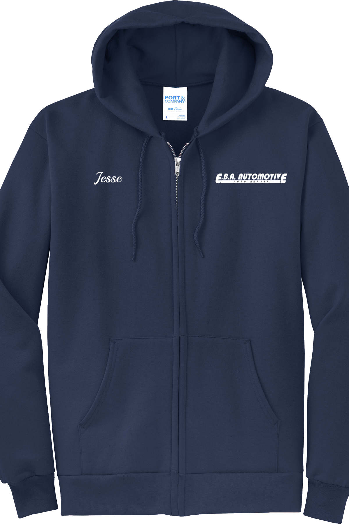 Economy Hoodie - FULL ZIP - Port  Company Core Fleece Hooded Sweatshirt PC78ZH - EBA Automotive