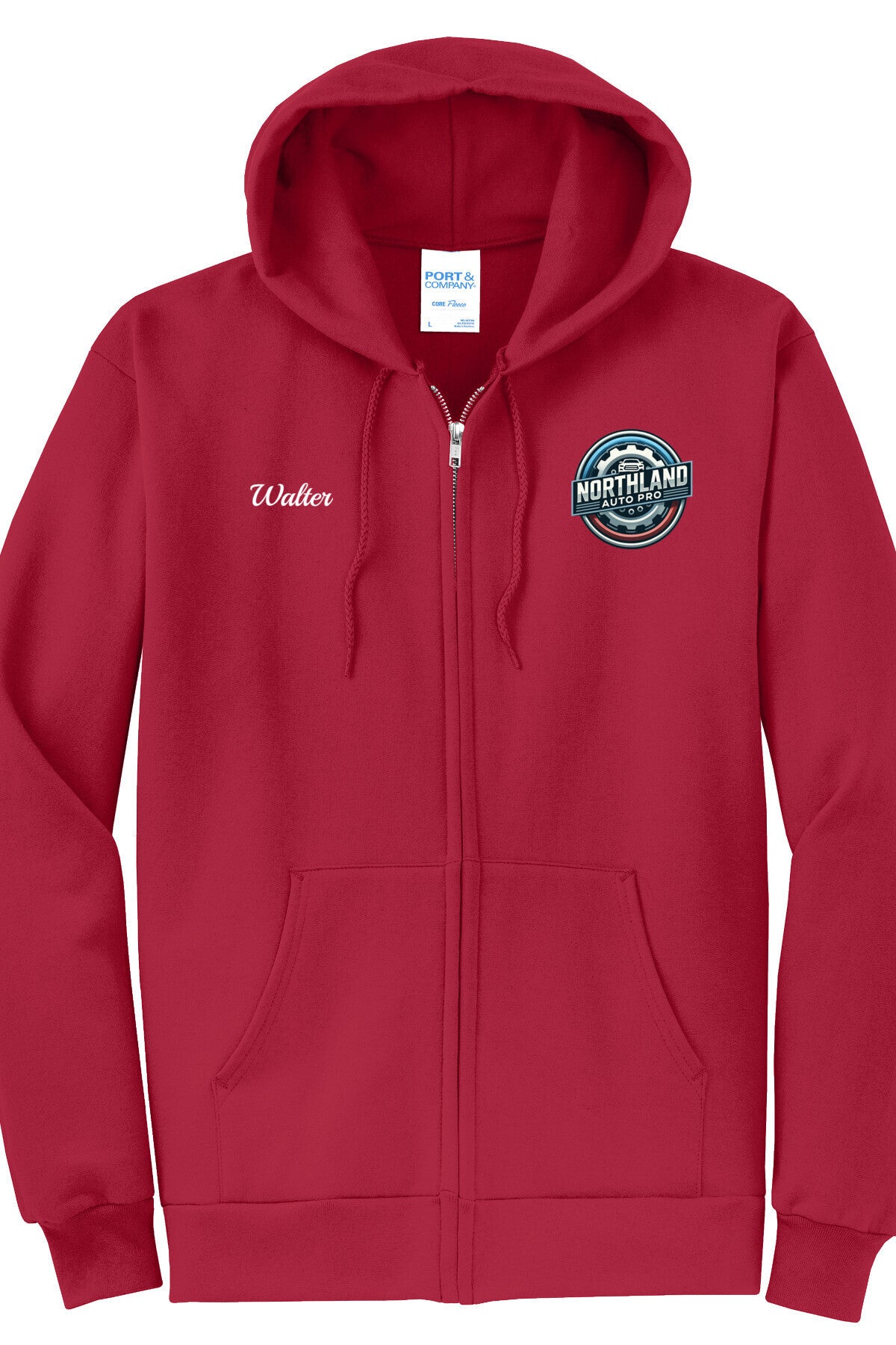 Economy Hoodie - FULL ZIP - Port  Company Core Fleece Hooded Sweatshirt PC78ZH - Northland Auto Pro