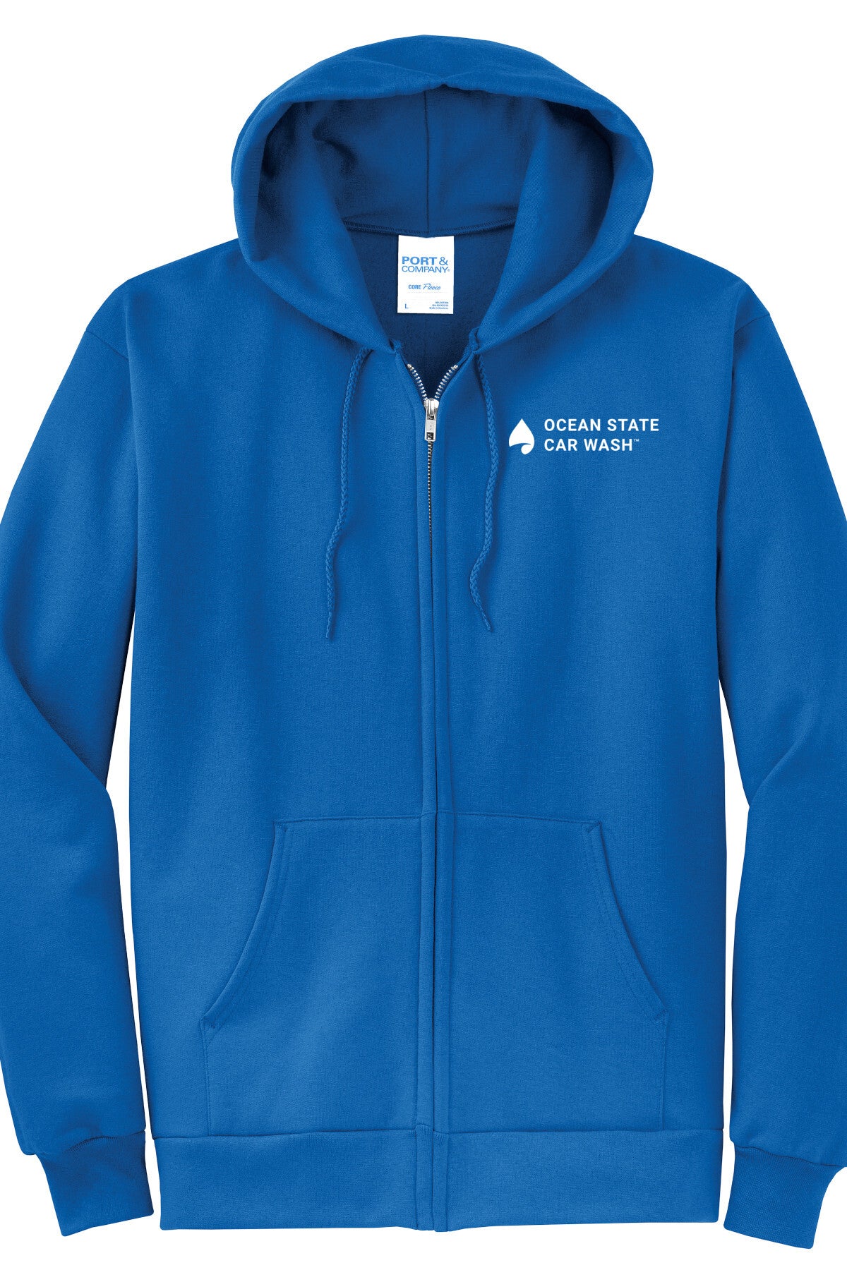 HOODIE FULL ZIP 7.8oz - Port  Company Core Fleece Pullover Hooded Sweatshirt PC78ZH - Ocean State Car Wash