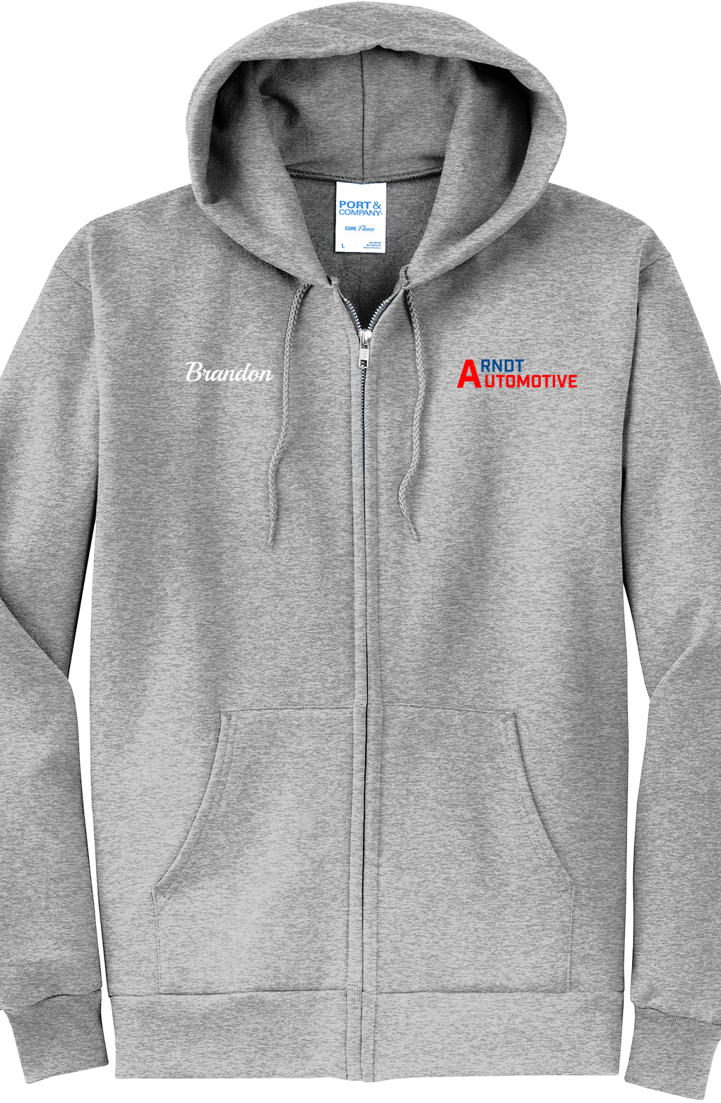 Economy Hoodie - FULL ZIP - Port  Company Core Fleece Hooded Sweatshirt PC78ZH - ARNDT Automotive