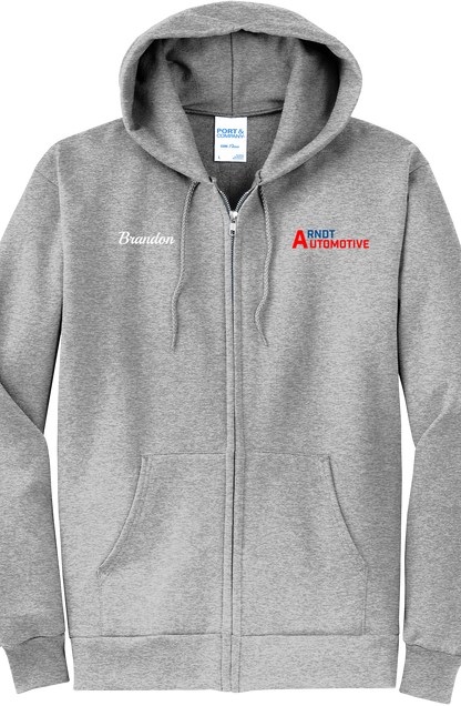 Economy Hoodie - FULL ZIP - Port  Company Core Fleece Hooded Sweatshirt PC78ZH - ARNDT Automotive