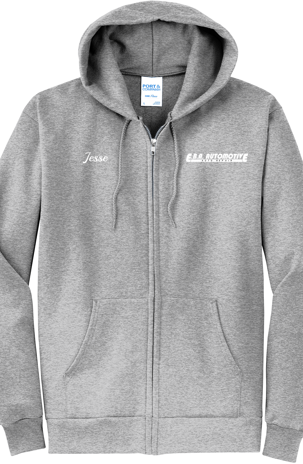 Economy Hoodie - FULL ZIP - Port  Company Core Fleece Hooded Sweatshirt PC78ZH - EBA Automotive