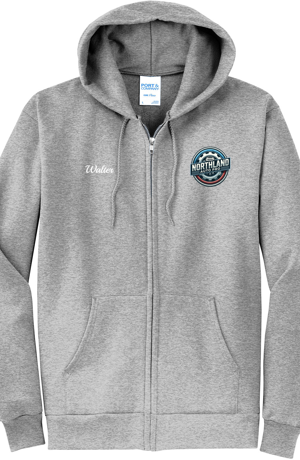 Economy Hoodie - FULL ZIP - Port  Company Core Fleece Hooded Sweatshirt PC78ZH - Northland Auto Pro