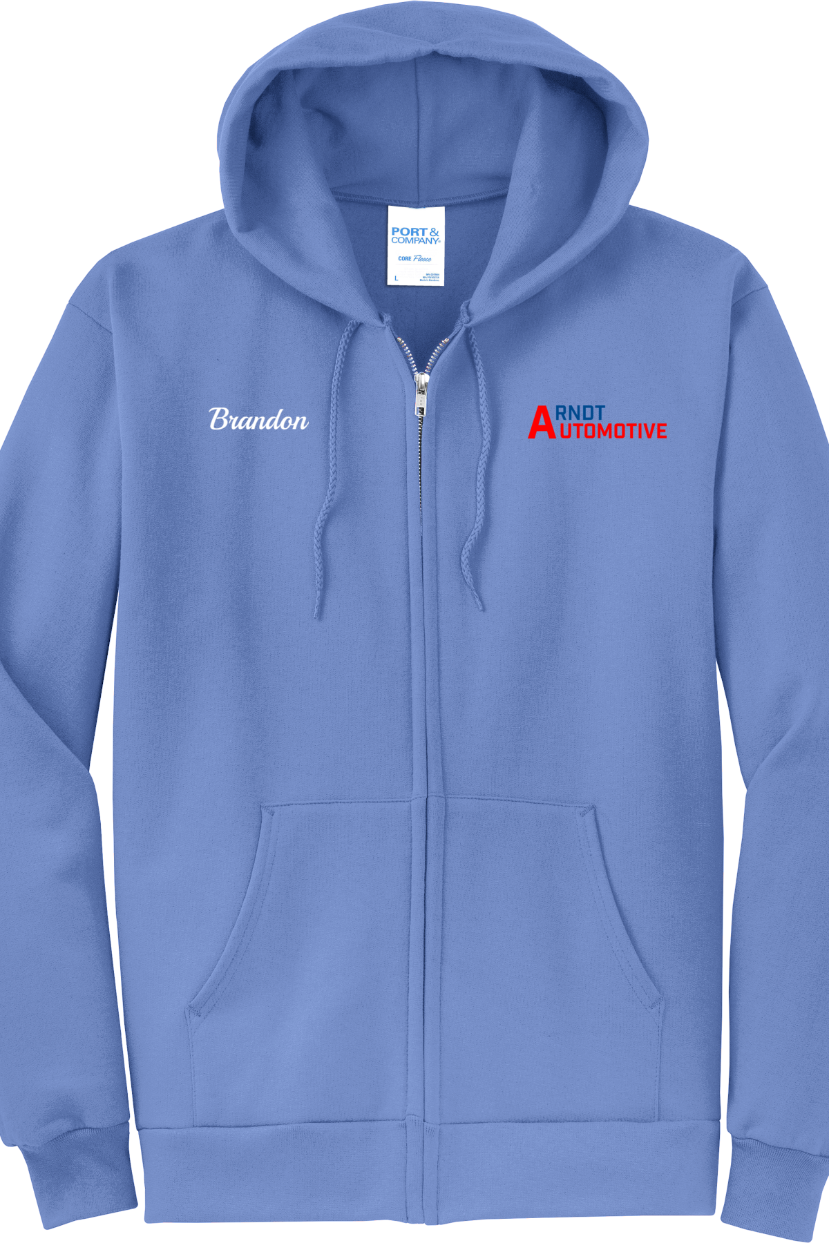 Economy Hoodie - FULL ZIP - Port  Company Core Fleece Hooded Sweatshirt PC78ZH - ARNDT Automotive