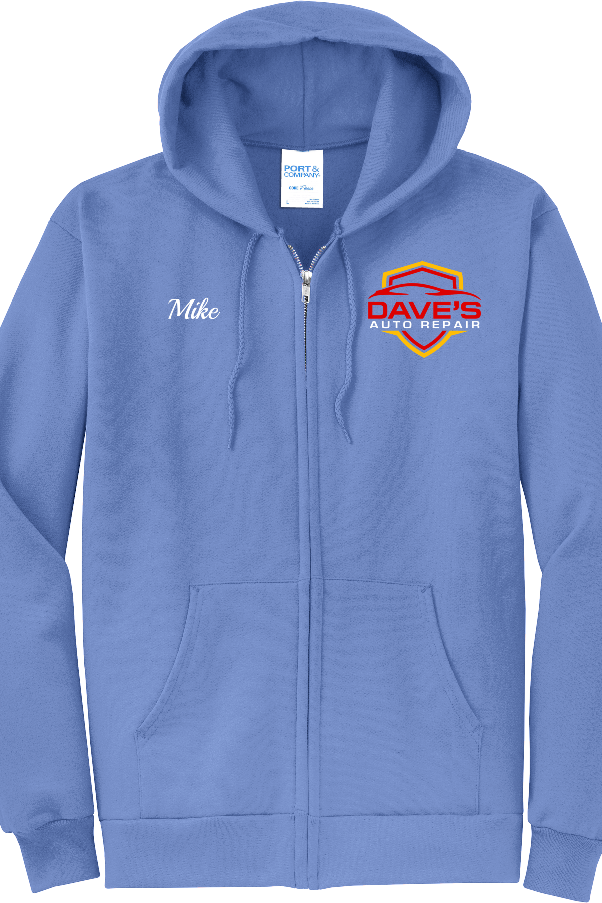 Economy Hoodie - FULL ZIP - Port  Company Core Fleece Hooded Sweatshirt PC78ZH - Daves Auto Repair