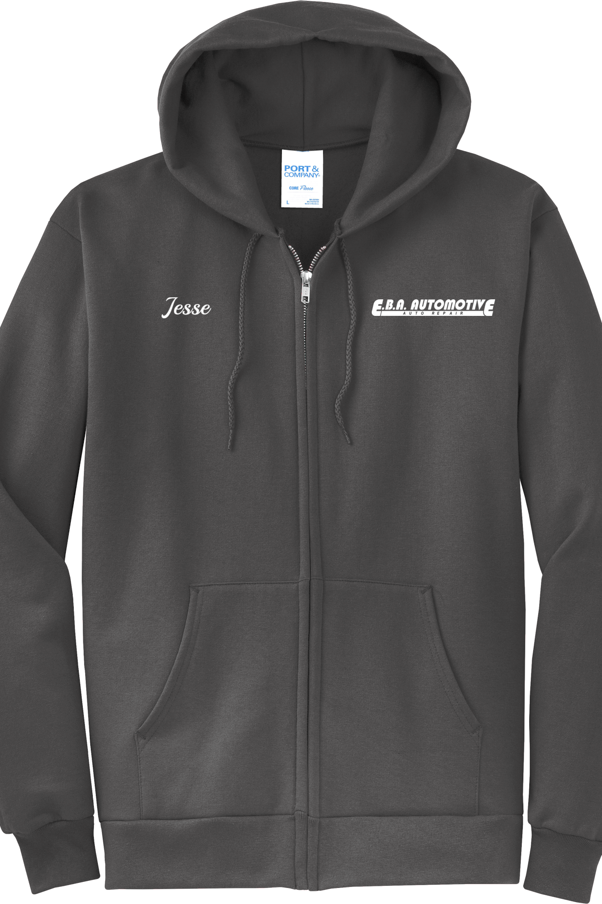 Economy Hoodie - FULL ZIP - Port  Company Core Fleece Hooded Sweatshirt PC78ZH - EBA Automotive