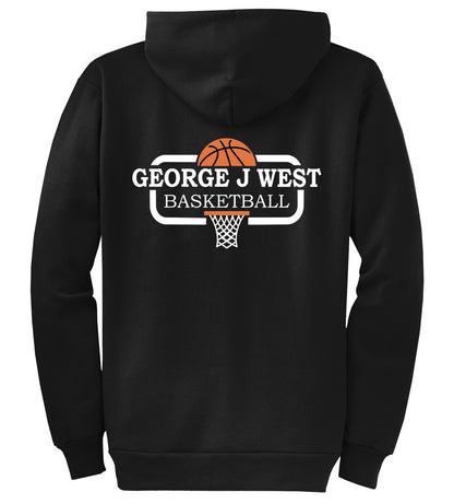 HOODIE FULL ZIP 7.8oz - Port  Company Core Fleece Hooded Sweatshirt PC78ZH - GJW Basketball