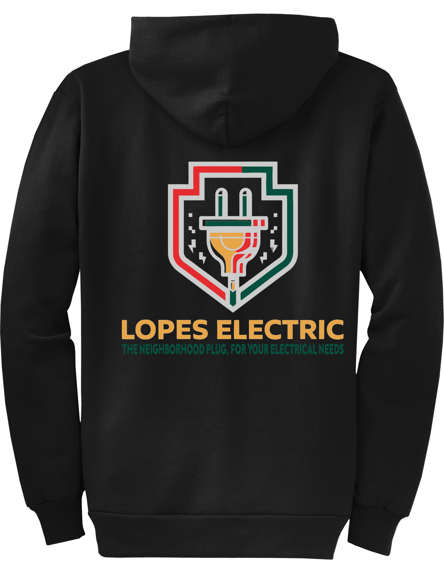 Economy Hoodie - FULL ZIP - Port  Company Core Fleece Hooded Sweatshirt PC78ZH - Lopes Electric