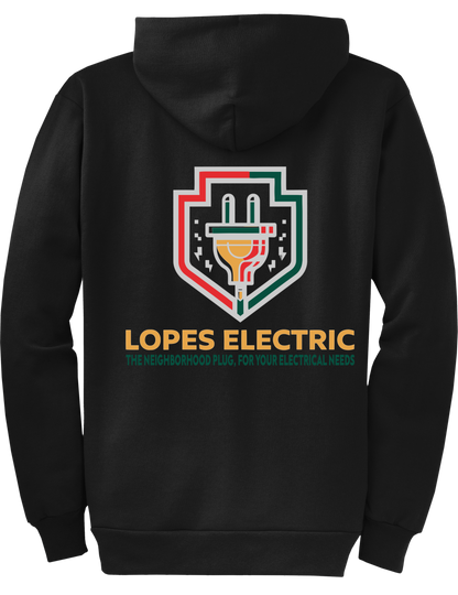 Economy Hoodie - FULL ZIP - Port  Company Core Fleece Hooded Sweatshirt PC78ZH - Lopes Electric