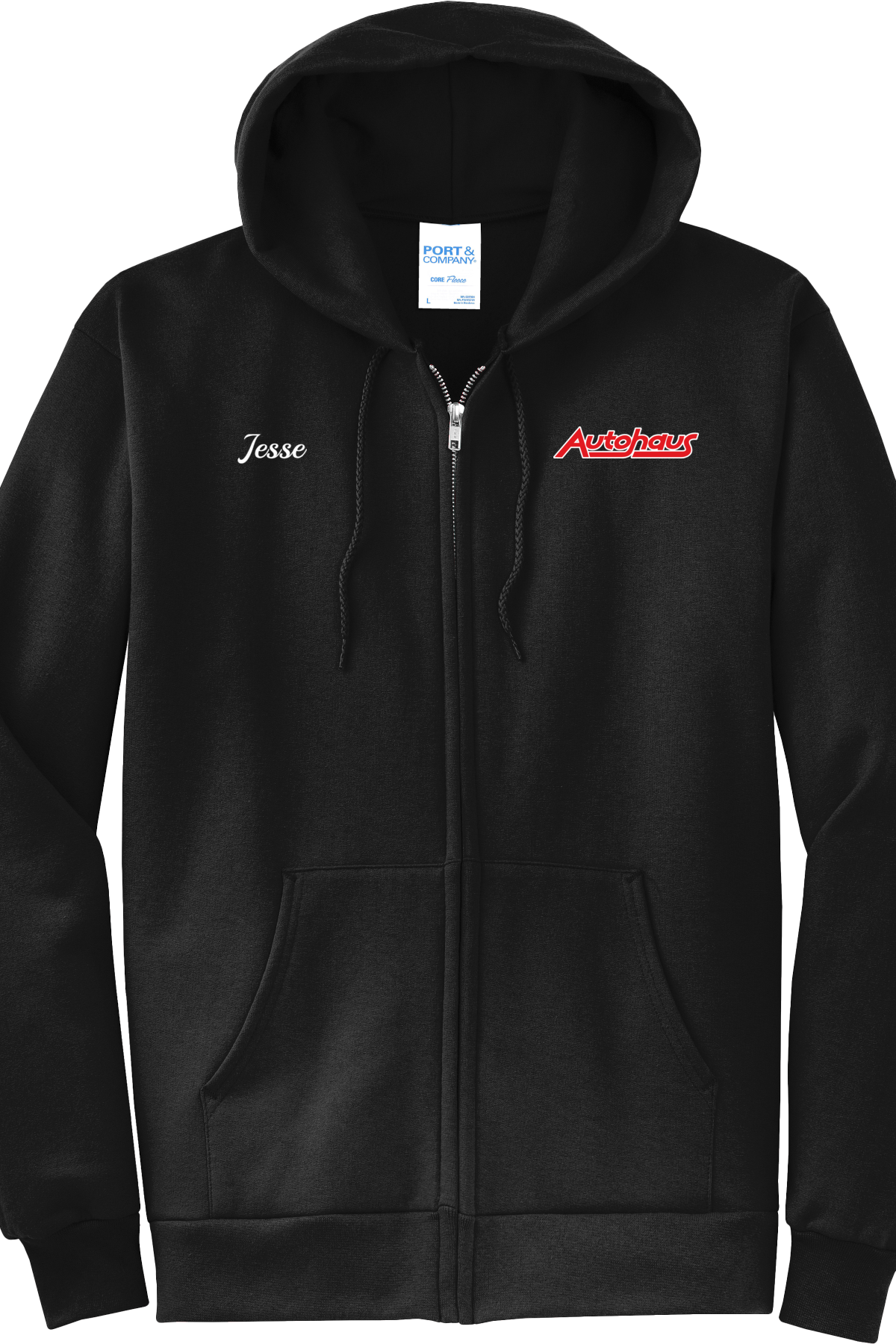 Economy Hoodie - FULL ZIP - Port  Company Core Fleece Hooded Sweatshirt PC78ZH - Autohaus