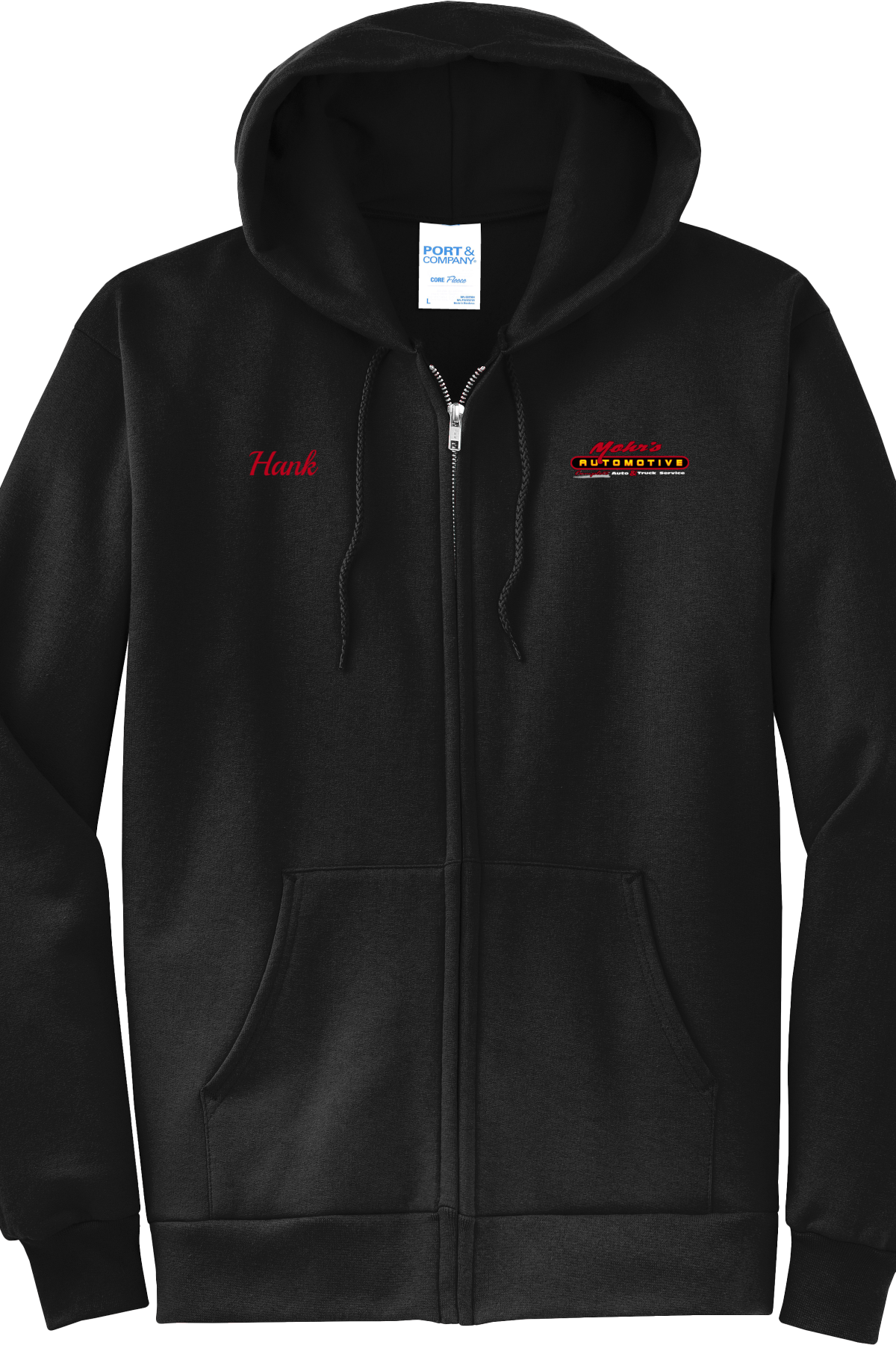 Economy Hoodie - FULL ZIP - Port  Company Core Fleece Hooded Sweatshirt PC78ZH - Mohr's Automotive