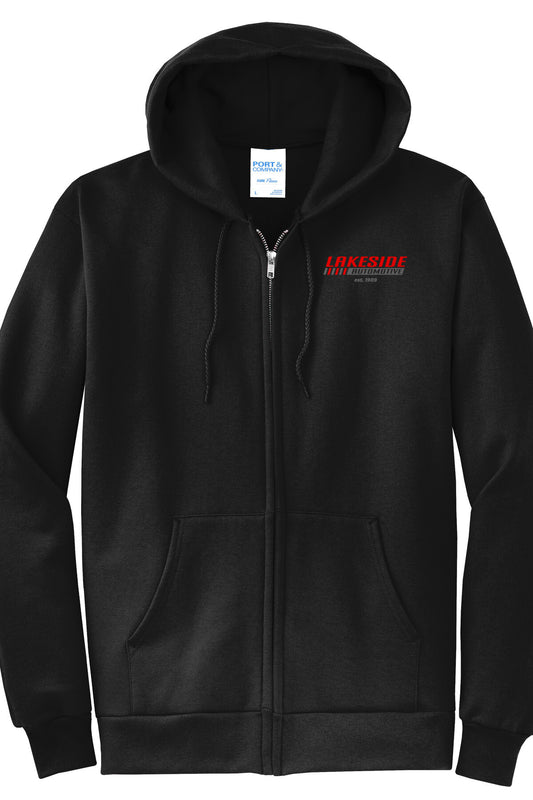 HOODIE FULL ZIP 7.8oz - Port  Company Core Fleece Pullover Hooded Sweatshirt PC78ZH - Lakeside Automotive