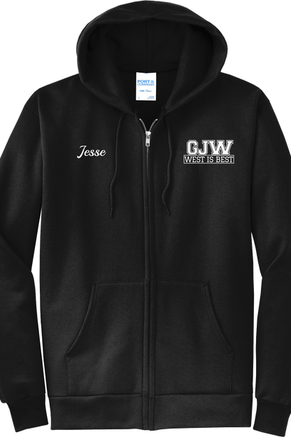 Economy Hoodie - FULL ZIP - Port  Company Core Fleece Hooded Sweatshirt PC78ZH - George J West Elementary School