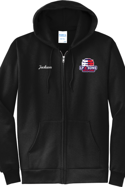 Economy Hoodie - FULL ZIP - Port  Company Core Fleece Hooded Sweatshirt PC78ZH - LP & Sons Auto Care