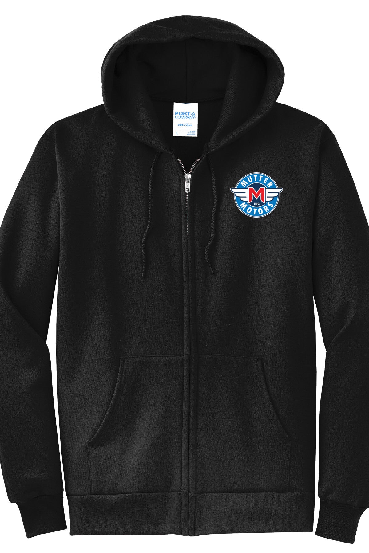 Economy Hoodie - FULL ZIP - Port  Company Core Fleece Hooded Sweatshirt PC78ZH - Mutter Motors
