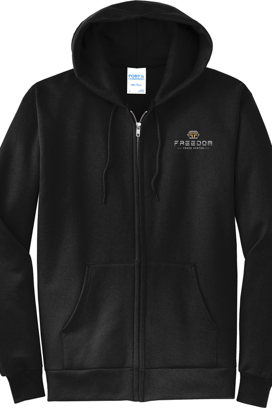 (Tp - S-4XL) HOODIE FULL ZIP 7.8oz - Port  Company Core Fleece Hooded Sweatshirt PC78ZH - Freedom Truck Center