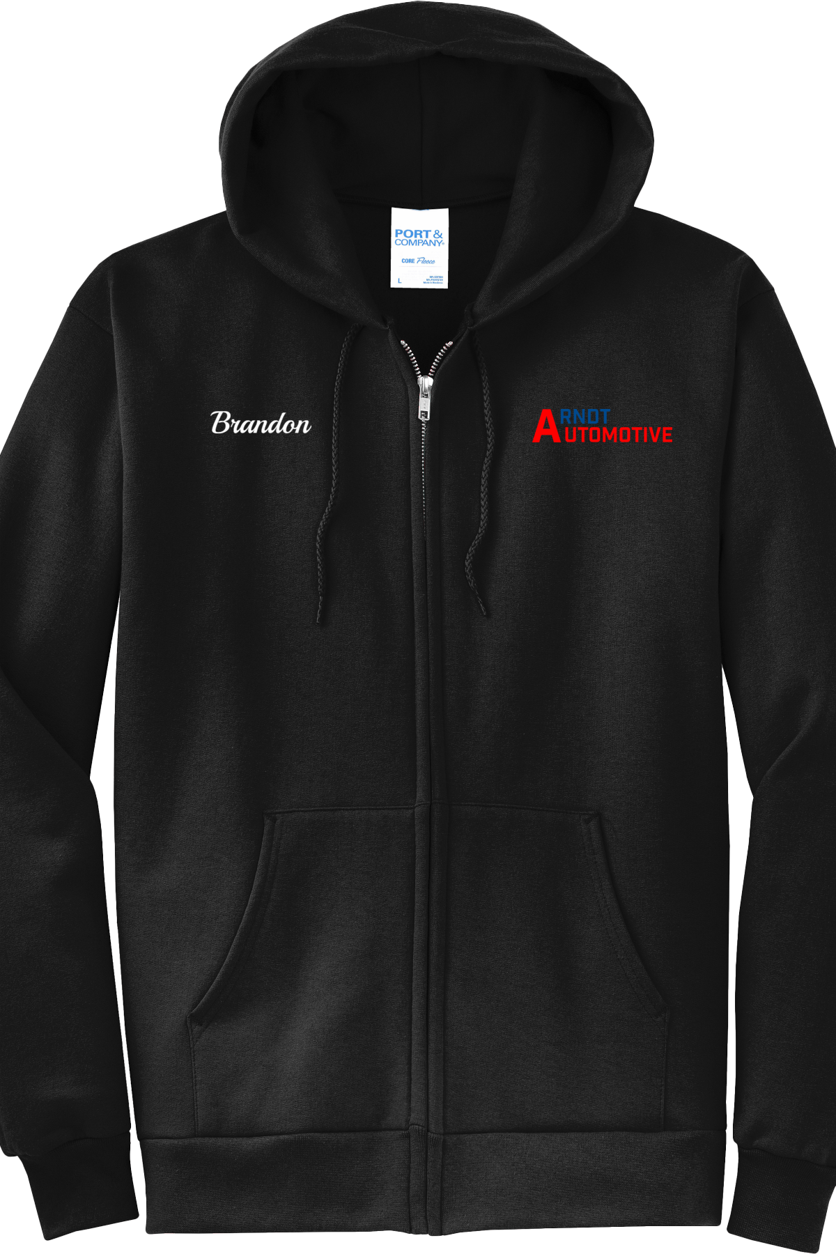 Economy Hoodie - FULL ZIP - Port  Company Core Fleece Hooded Sweatshirt PC78ZH - ARNDT Automotive