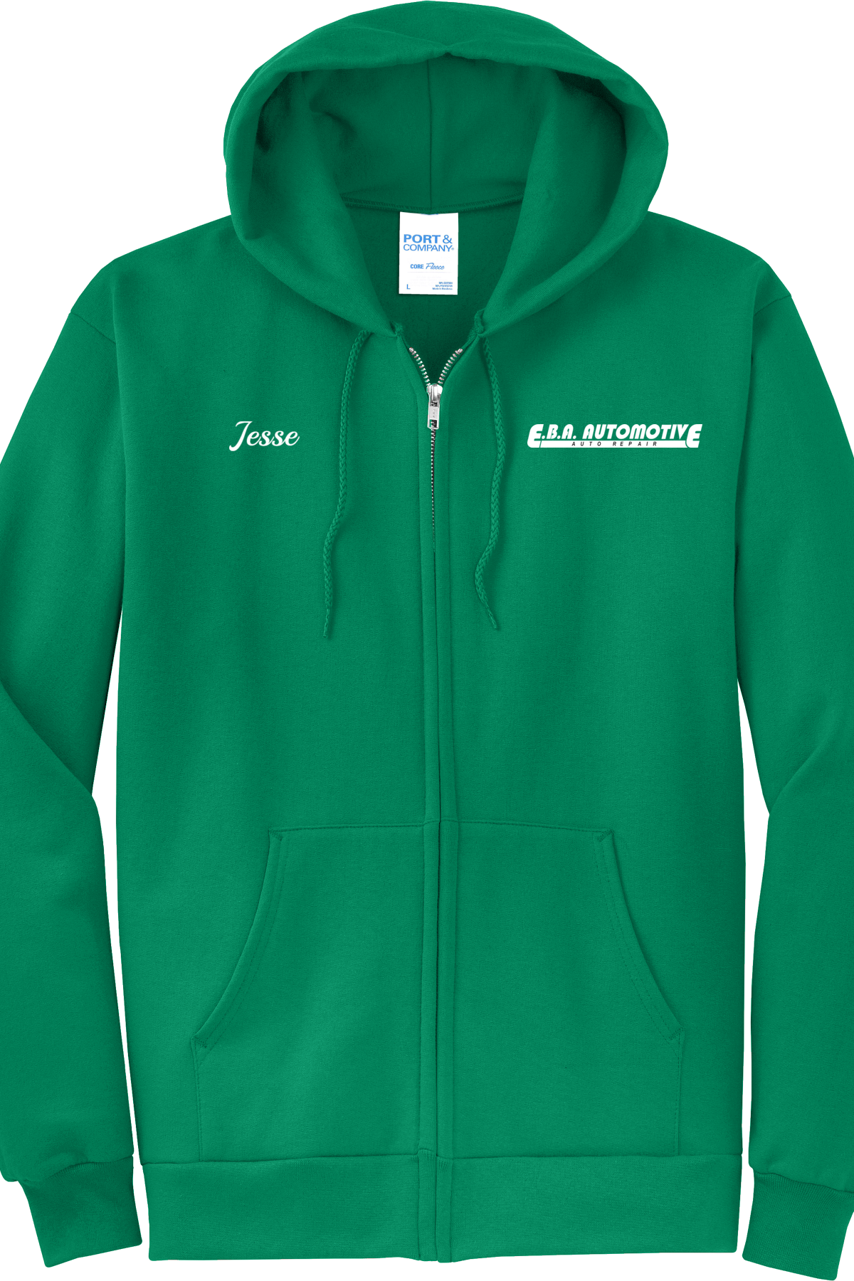 Economy Hoodie - FULL ZIP - Port  Company Core Fleece Hooded Sweatshirt PC78ZH - EBA Automotive