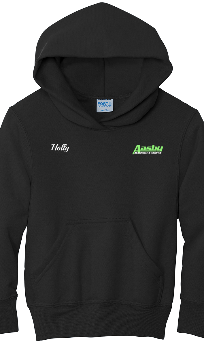 Premium Youth Hoodie - Port & Company® Youth Core Fleece Pullover Hooded Sweatshirt PC90HY  - Aasby Automotive