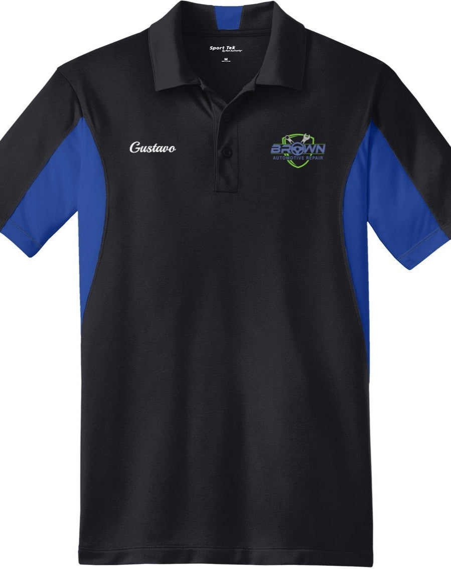 POLO - Mens Side Blocked Micropique Sport-Wick ST655  - Brown Automotive Repair