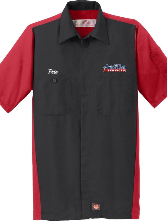 Technician Shirt - Short Sleeve Ripstop Crew Red Kap SY20 - Auto Tech Services