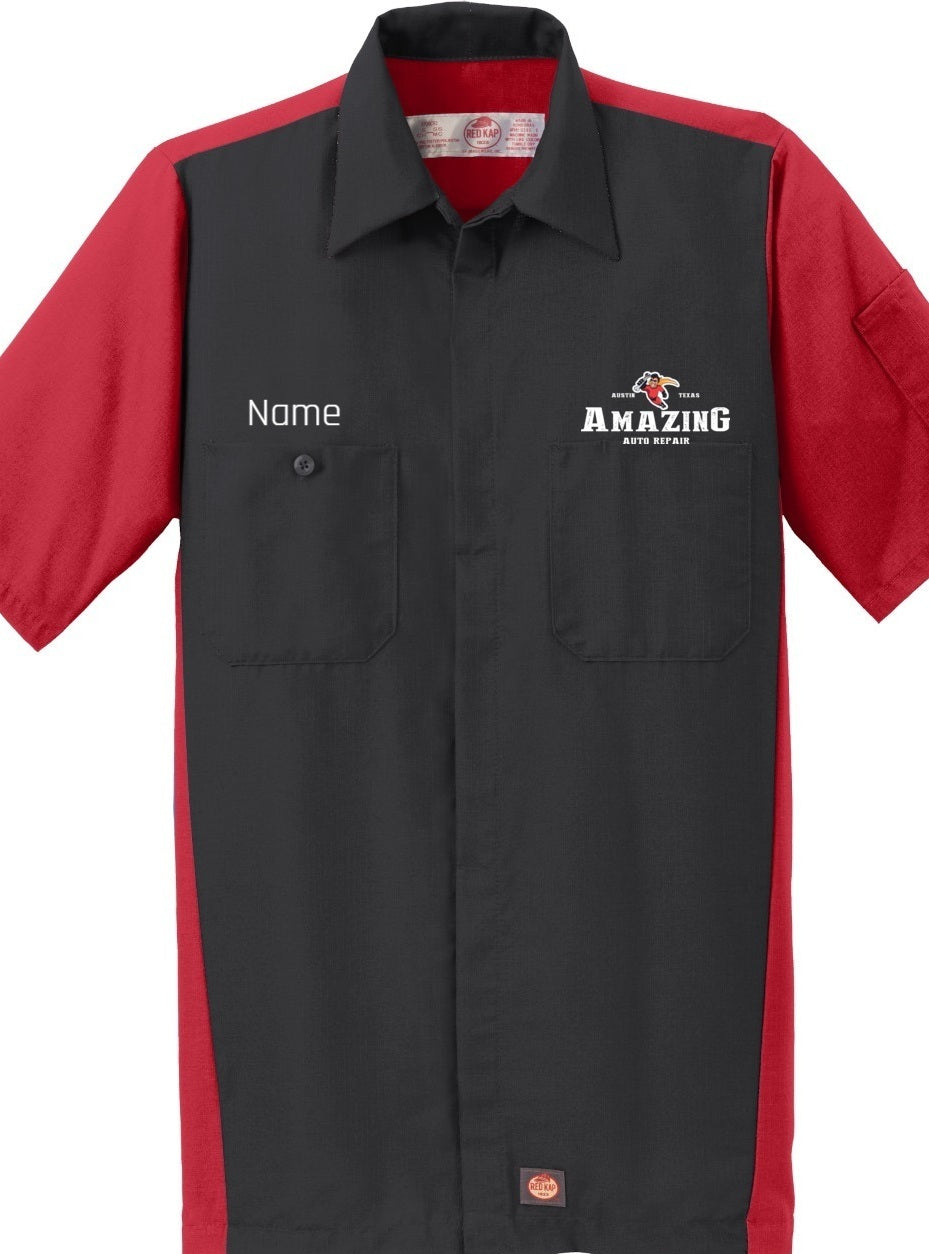 Technician Shirt - Short Sleeve Ripstop Crew Red Kap SY20 - Amazing Auto Repair