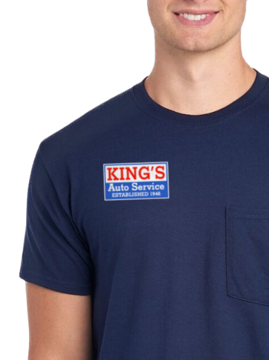 T-SHIRT - Jersey Navy with Pocket  - Kings Auto Service