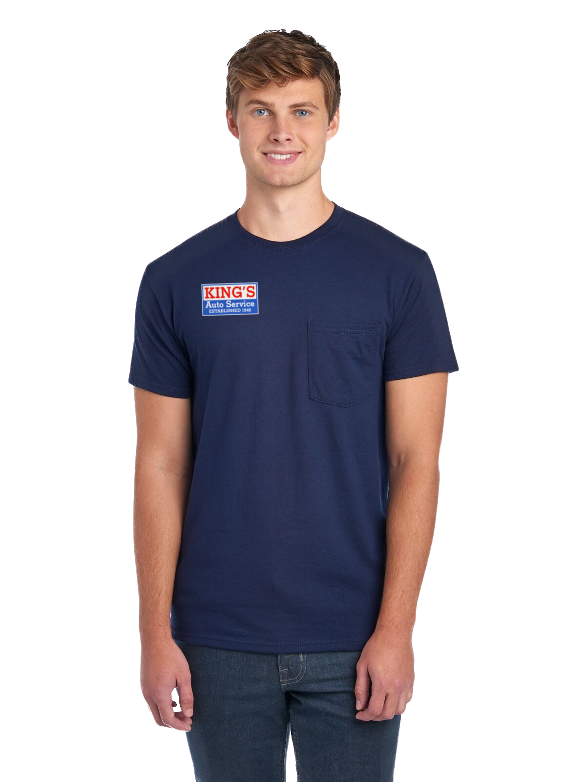 T-SHIRT - Jersey Navy with Pocket  - Kings Auto Service